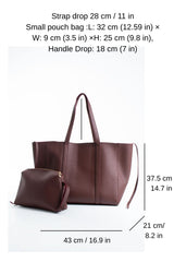 Pu Leather Weekend Bag - 2 Pcs Set - Burgundy