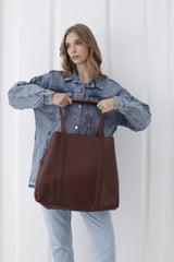 Pu Leather Weekend Bag - 2 Pcs Set - Burgundy