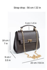 Pu Leather Top Handle Satchel Crossbody Bag - Brown