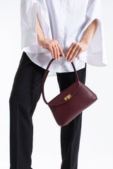 Pu Leather Flap Shoulder Bag - Burgundy