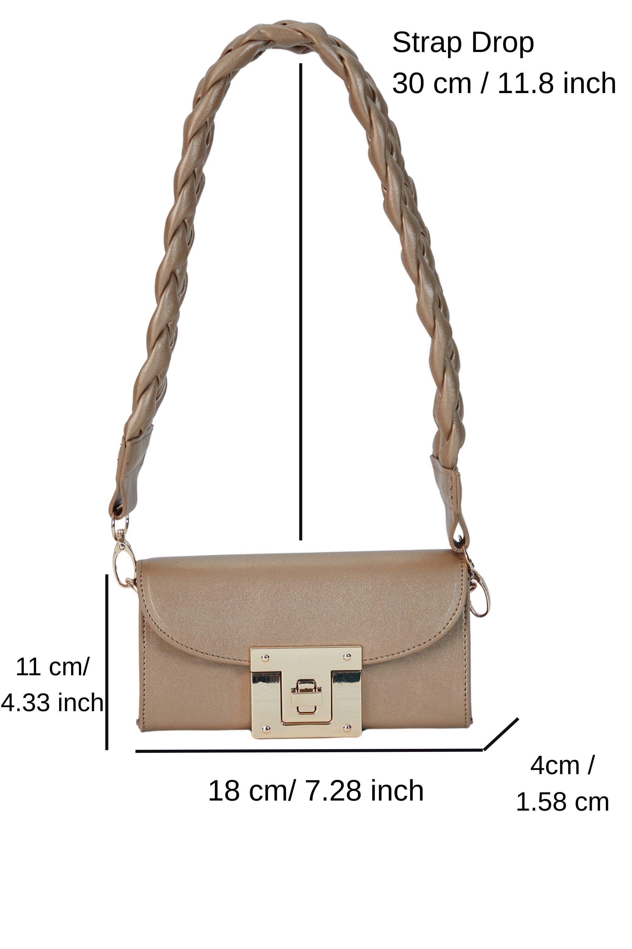 Mini Shoulder Bag With Chuncky Braided Strap - Gold