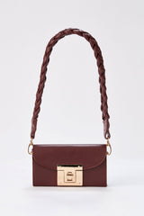 Mini Shoulder Bag With Chuncky Braided Strap - Burgundy