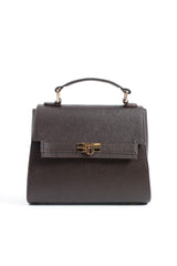Pu Leather Top Handle Satchel Crossbody Bag - Brown