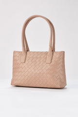 Braided Pu Leather Shoulder Bag - Beige