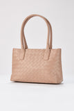 Braided Pu Leather Shoulder Bag - Beige