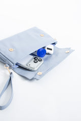 Crinkle Patent Flap Closure Wristlet & Clutc&Crossbody  3-in-1 Handbag - Blue
