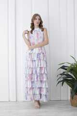 Womens Floral Tiered Maxi Dress