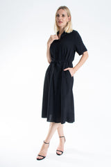 Womens Viscose Midi Shirt Dress