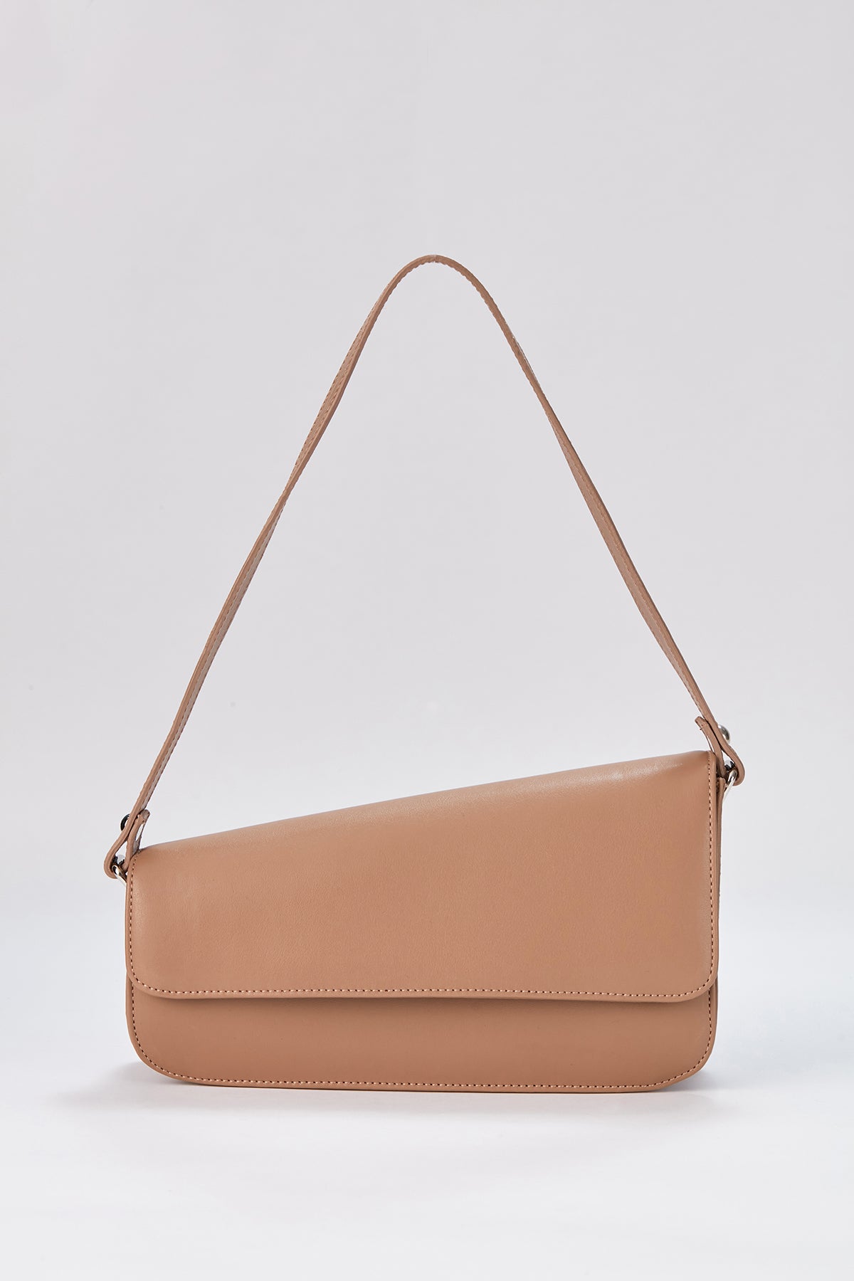 Asymmetric Pu Leather  Shoulder Bag - Nude