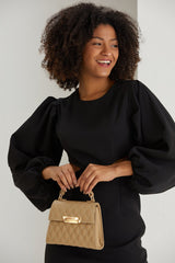 Plant Based Leather Top Handle Crossbody Bag - Beige