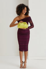 Satin Pouch Bag With Detachable Crossbody Strap - Lime
