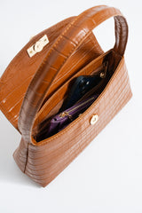 Croc Pu Flap Shoulder Bag - Tan
