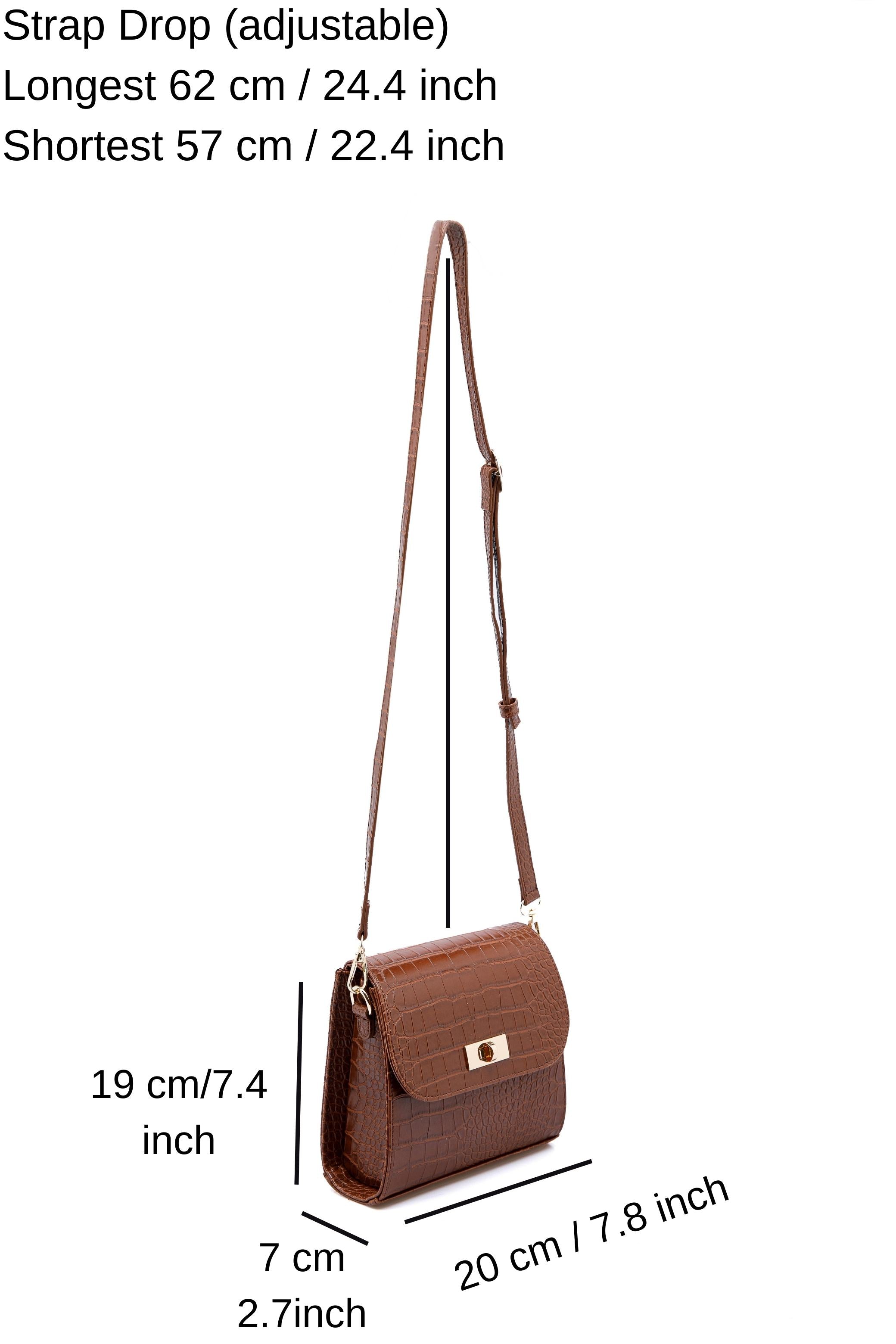 Croc Pu Leather Crossbody Bag - Brown