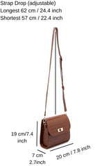Croc Pu Leather Crossbody Bag - Brown