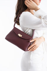 Pu Leather Flap Shoulder Bag - Burgundy