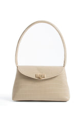 Croc Pu Flap Shoulder Bag - Beige