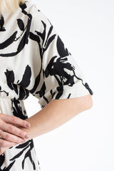 Womens Printed Ornamental Floral Midi Dress