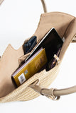Woven Straw Tote Bag - Light Beige
