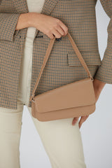 Asymmetric Pu Leather  Shoulder Bag - Nude