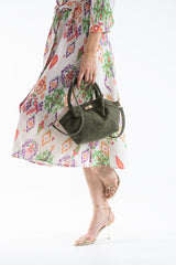 Women’s Linen Blend Ornamental Print Midi Shirt Dress - Cream