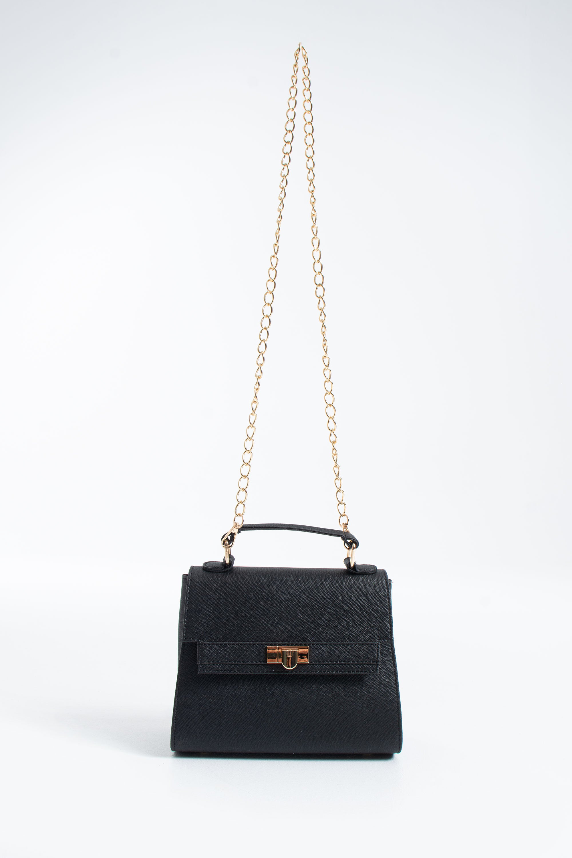 Pu Leather Top Handle Satchel Crossbody Bag - Black