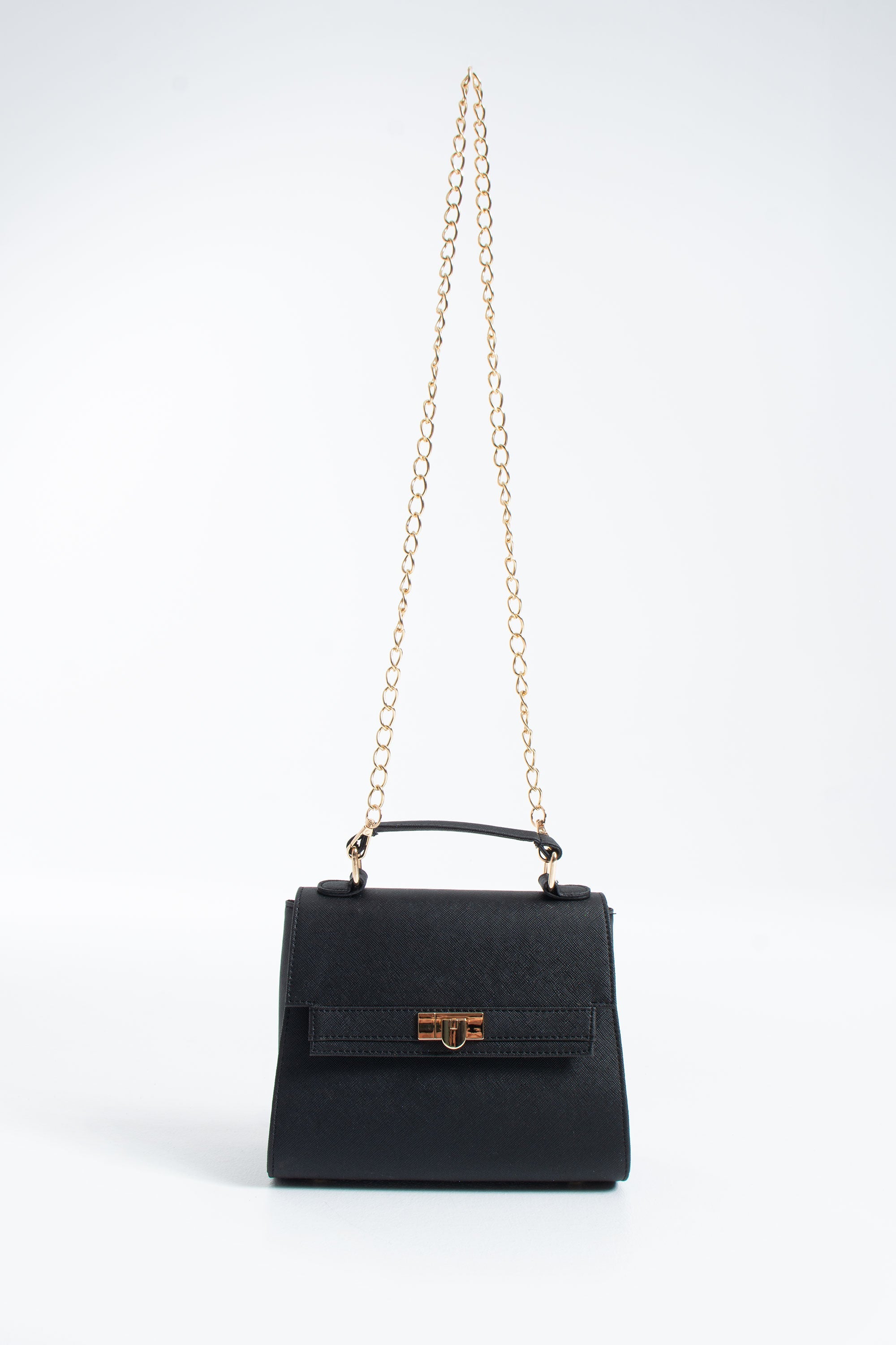 Pu Leather Top Handle Satchel Crossbody Bag - Black