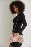 Puffy Quilted Satin Clucth Bag with Detachable Crossbody Strap - Beige