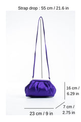 Satin Pouch Bag With Detachable Crossbody Strap - Purple