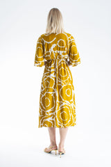 Womens Viscose Printed Ornamental Floral Midi Dress