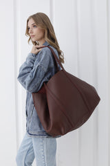 Pu Leather Weekend Bag - 2 Pcs Set - Burgundy
