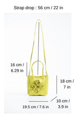 Floral Satin Handbag with Detachable Crossbody Strap - Lime