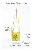 Floral Satin Handbag with Detachable Crossbody Strap - Lime
