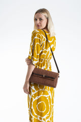 Woven Pu Leather Flap Closure Wristlet & Clutch&Crossbody  3-in-1 - Tan