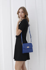 Croc Pu Leather Crossbody Bag - Blue