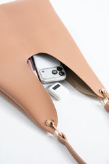 Hobo Shoulder Bag for Women with Matching Zip Pouch, 2PCS - Nude