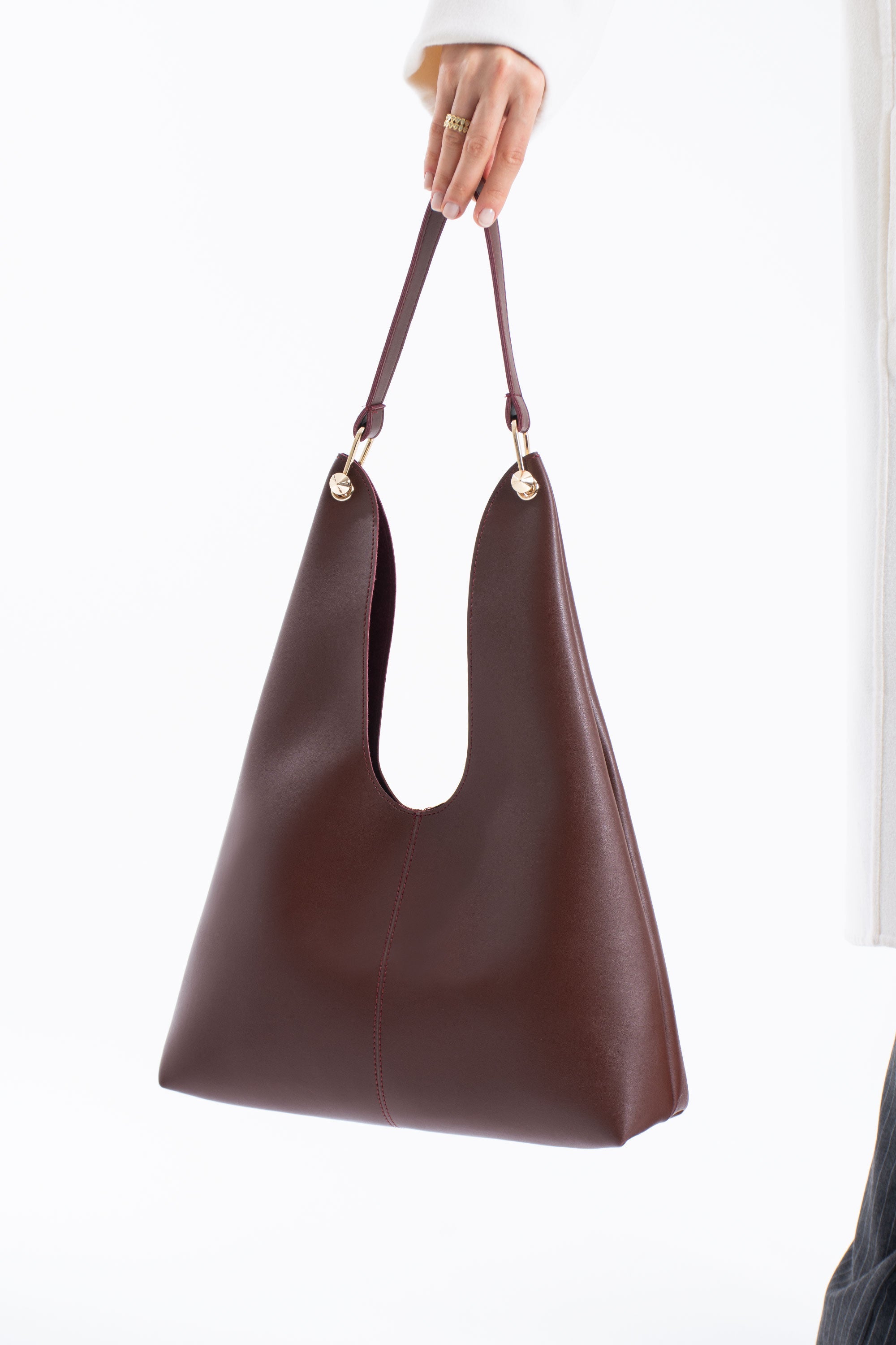 Hobo Shoulder Bag for Women with Matching Zip Pouch, 2PCS - Burgundy