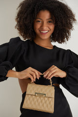 Plant Based Leather Top Handle Crossbody Bag - Beige