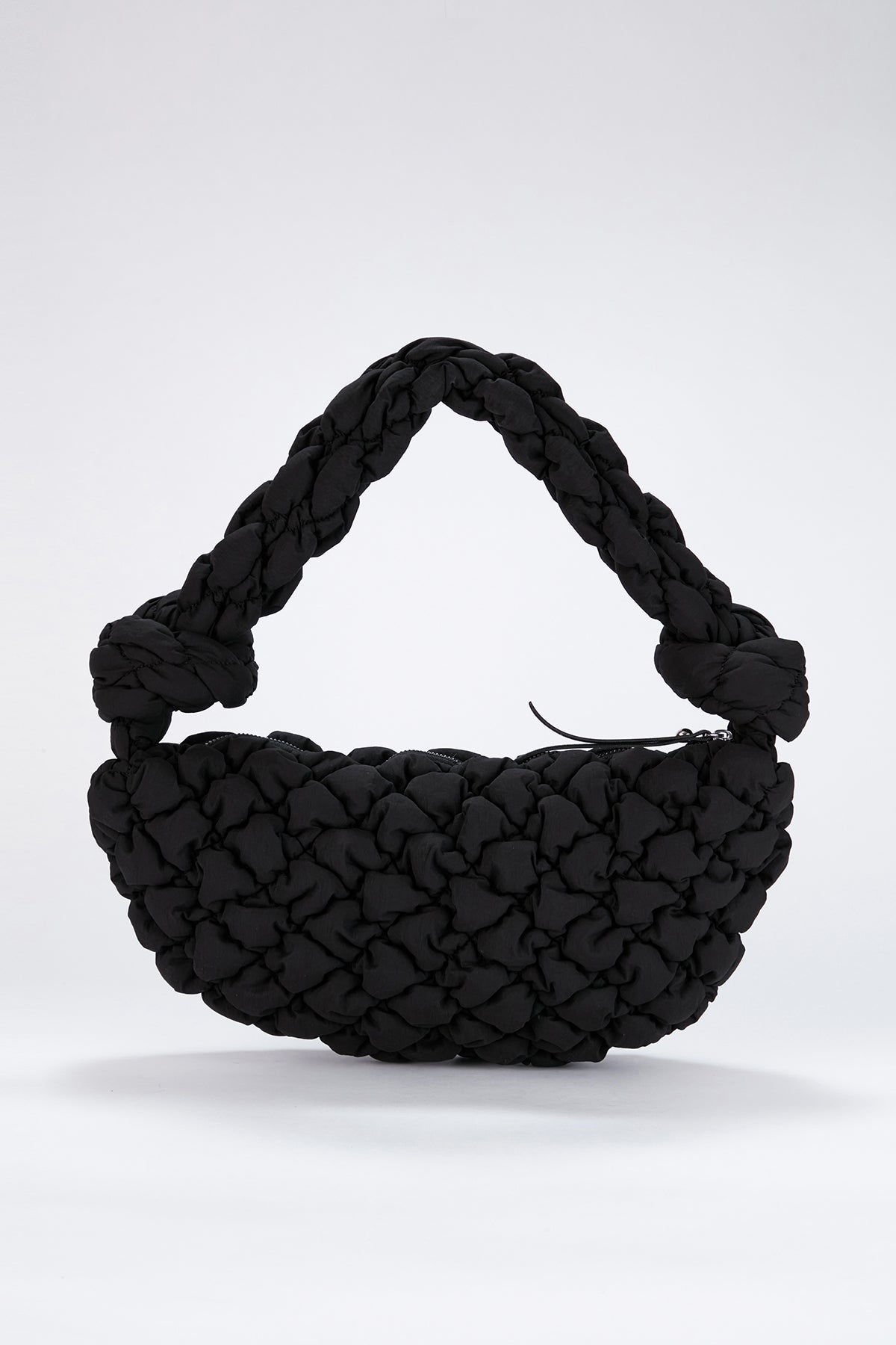 Puffy Quilted Lightweight Shoulder Bag - Black