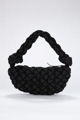 Puffy Quilted Lightweight Shoulder Bag - Black