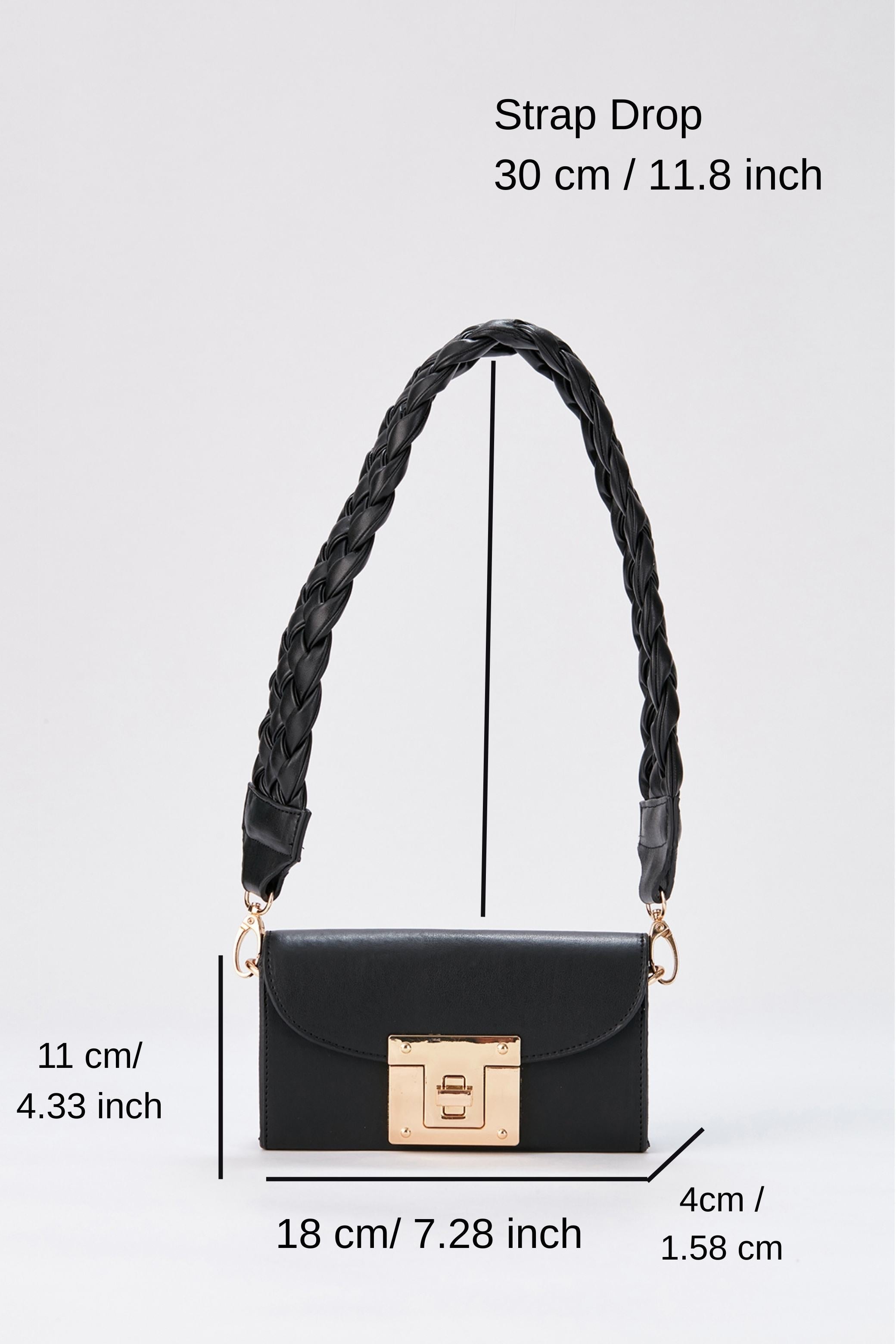 Mini Shoulder Bag with Chuncky Braided Strap - Black
