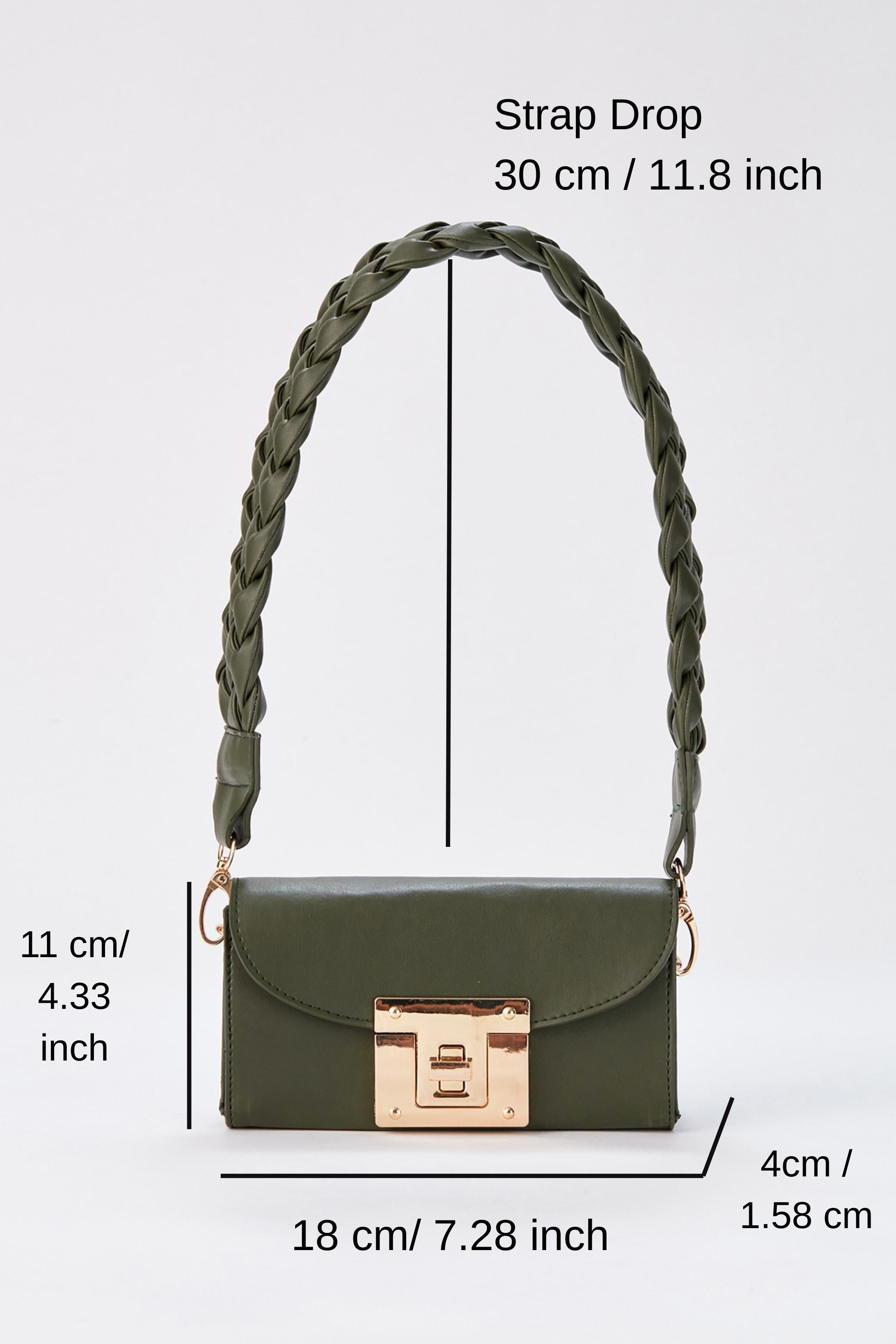 Mini Shoulder Bag With Chuncky Braided Strap - Khaki