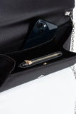 Satin Evening Clutch Bag with Embellishment - Black