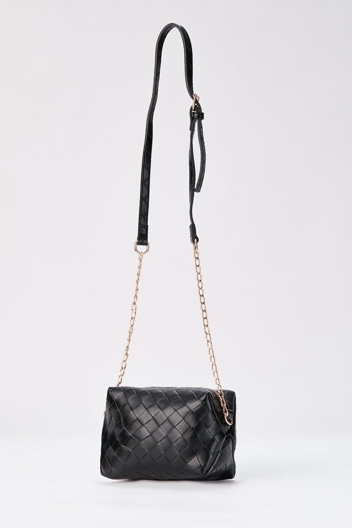 Braided Pu Leather Crossbody Camera Bag - Black