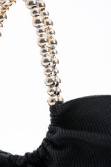 Woven PU Leather Slouchy Tote with Beaded Strap 2PCS Set - Black
