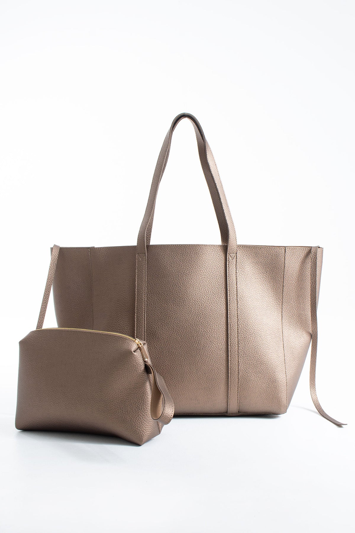 Pu Leather Weekend Bag  – 2 Pcs Set - Bronze