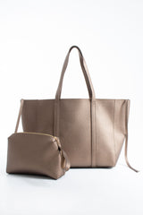 Pu Leather Weekend Bag  – 2 Pcs Set - Bronze