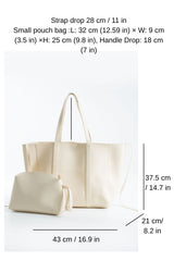 Pu Leather Weekend Bag – 2 Pcs Set - Cream
