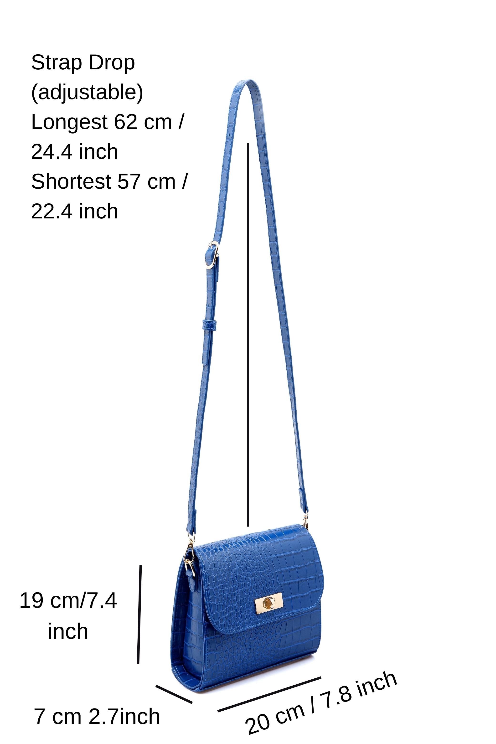 Croc Pu Leather Crossbody Bag - Blue