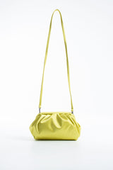 Satin Pouch Bag With Detachable Crossbody Strap - Lime