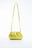 Satin Pouch Bag With Detachable Crossbody Strap - Lime